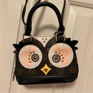 Owl Brown Mini Purse Crossbody Handbag Shein Flower Logo Stamp Design